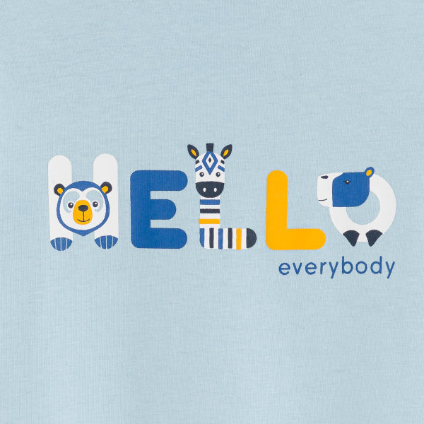 تيشيرت برسمة حيوانات السافانا باللون الأزرق للأولاد الصغار